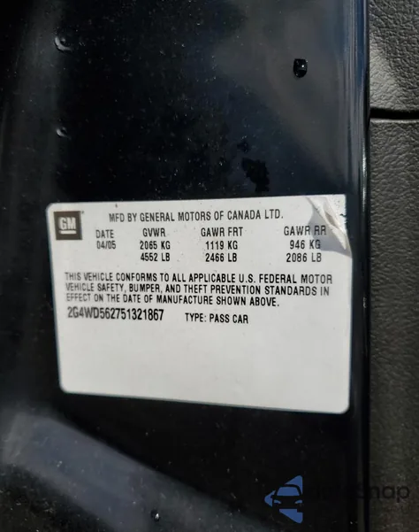 2005 Buick Lacrosse Cxl из США, поврежденный, VIN 2G4WD562751321867